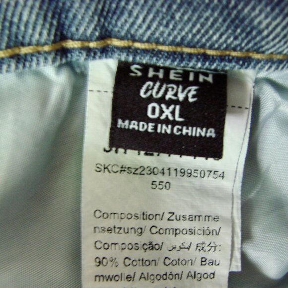 Denim Distressed Midi Skirt Western Cowgirl Boho Raw Hem SHEIN Curve 0XL or 12 - Picture 5 of 14